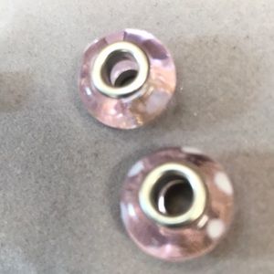 Sterling silver Pink and white glass beads